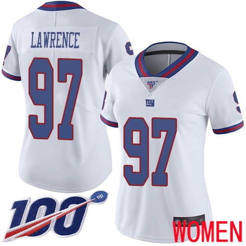 Women New York Giants #97 Dexter Lawrence Limited White Rush Vapor Untouchable 100th Season Football NFL Jersey->women nfl jersey->Women Jersey